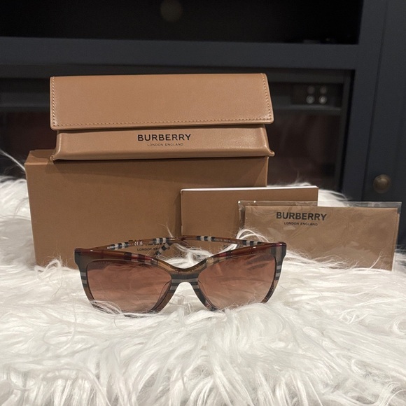 Burberry Accessories - Burberry Brown Sunglasses with Nova Check Pattern